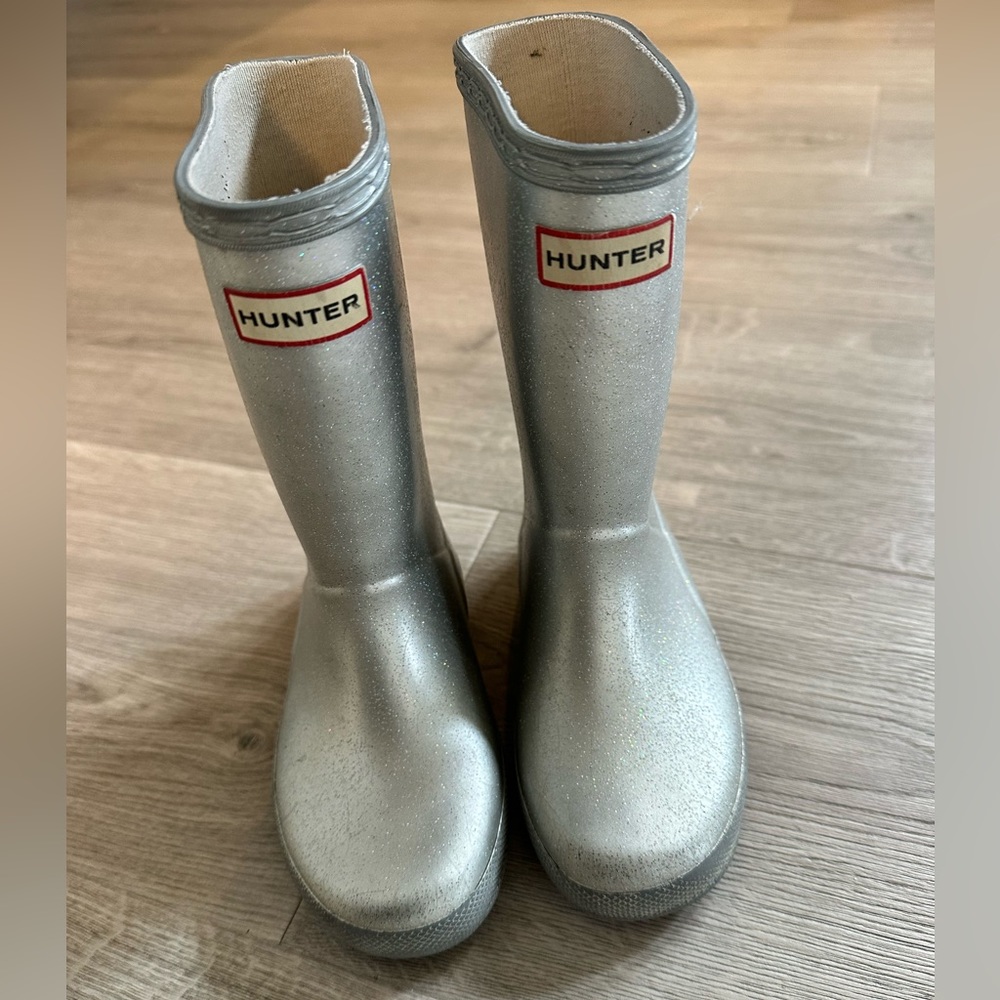 Silver sparkle hunter boots